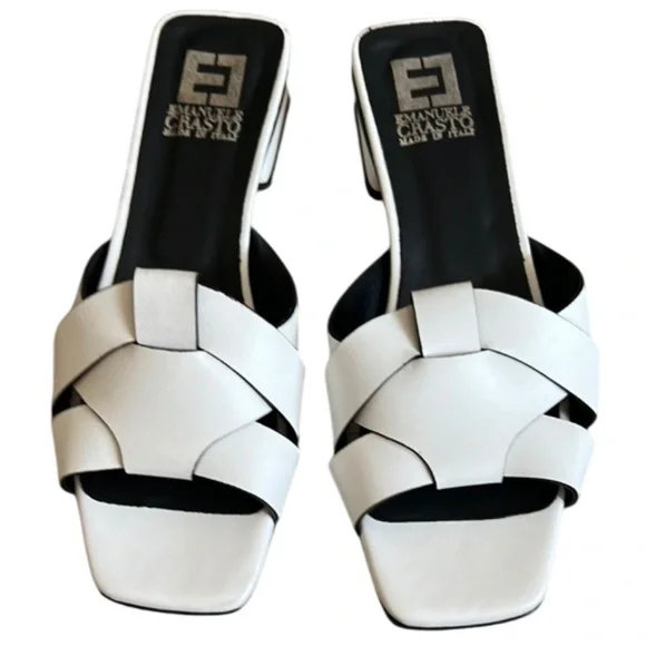 Emanuele Crasto Strappy Crisscross White Sandals Leather EU 39 US 8 - Picture 1 of 15